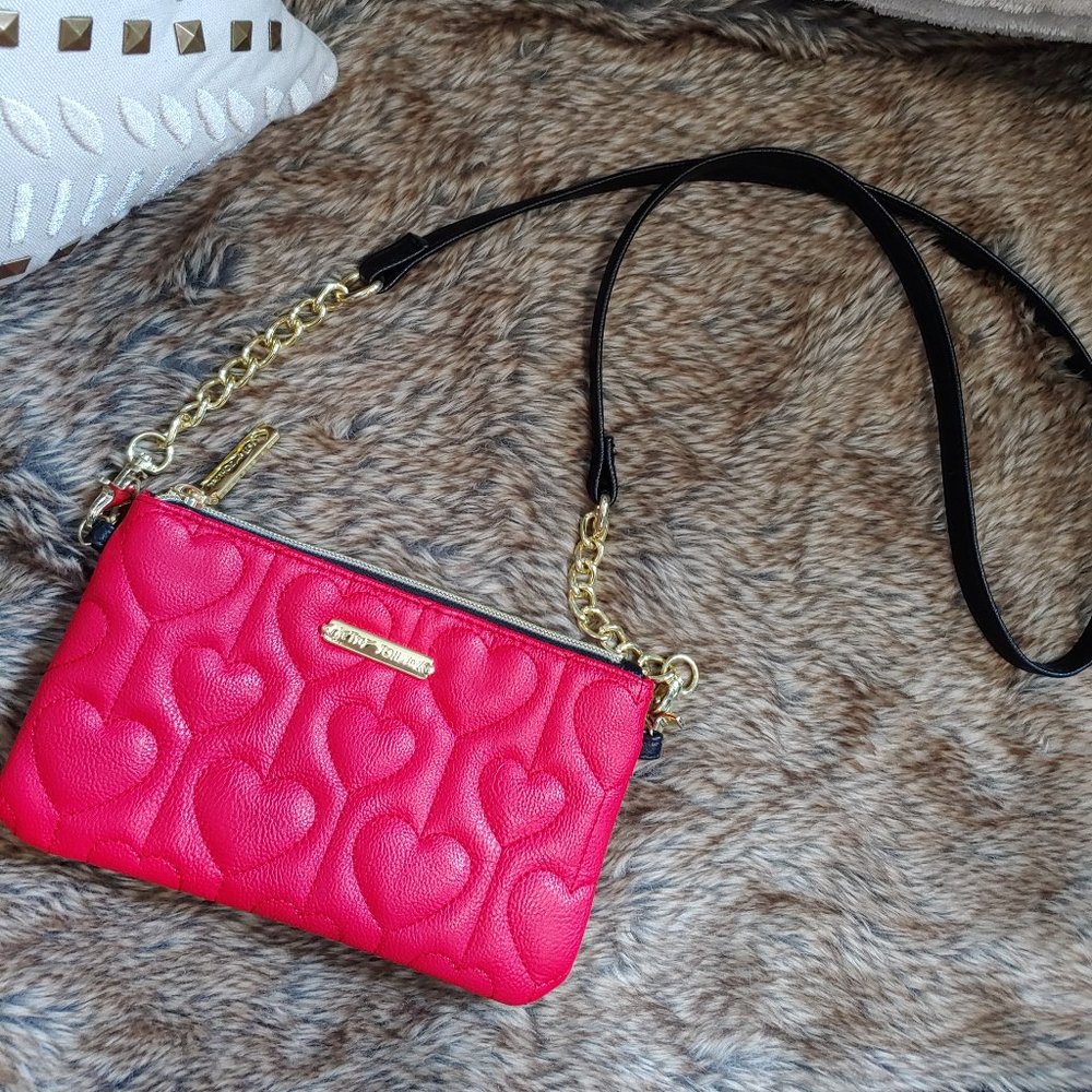 Betsey Johnson mini crossbody red black gold
